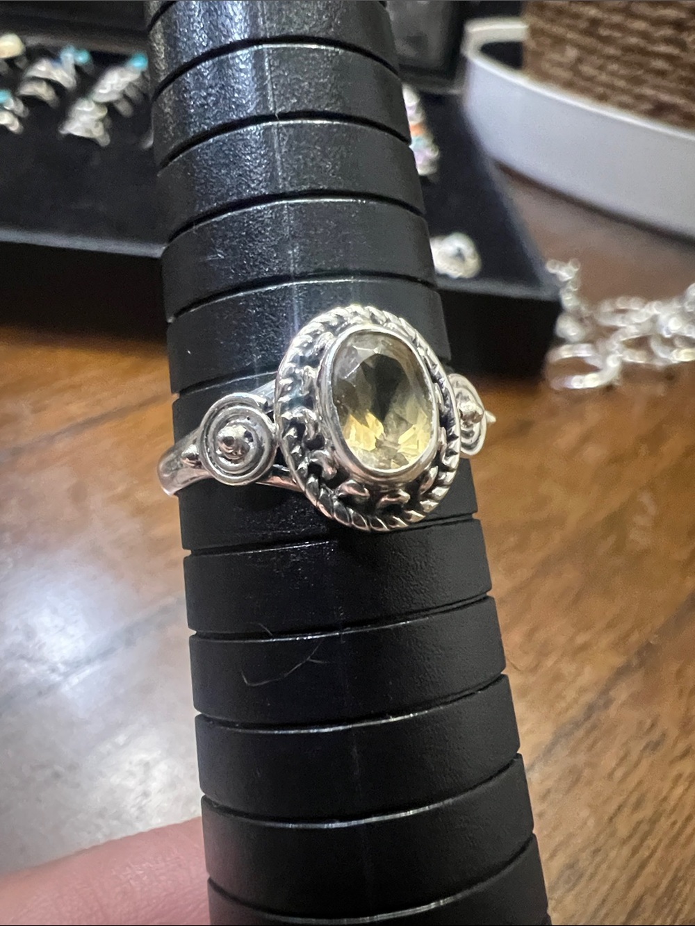 Sterling Silver Citrine Gemstone Oval Ring Size 9